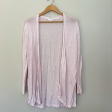 J. Jill Linen Blend Open Front Long Line Cardigan Sweater-Light Pink-Size SP