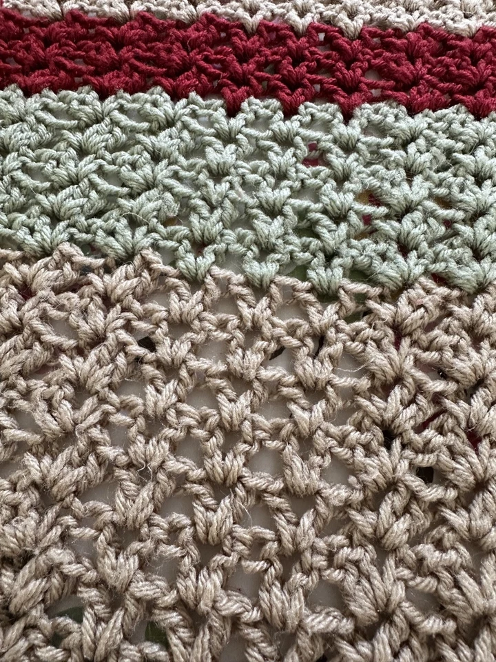 VTG Afghan Crochet  Stripe 48"x54" Blanket Handmade Throw Bed Couch Quilt - Image 2 of 4