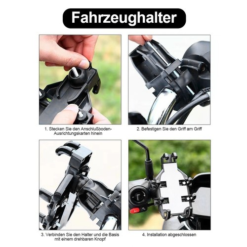 4.7-7.2” Handyhalterung Fahrrad Halter Motorrad Roller Lenker 360° Smartphone DE - Bild 14 von 18