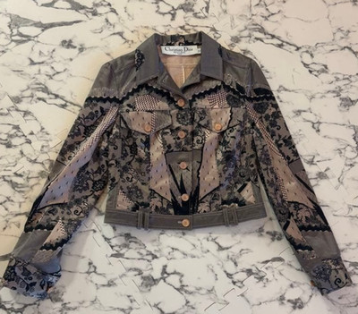 Christian Dior 2006 John Galliano Patchwork Lace Print Jacket Mint FR38