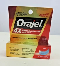 Orajel 4X Medicated Instant Pain Relief .25oz Toothache Gum Relief GEL