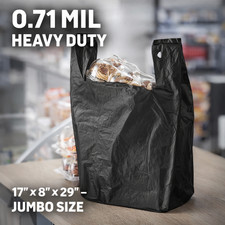 Black Jumbo Grocery Bags 17x8x29 0.71 Mil Heavy Duty Carryout Bulk