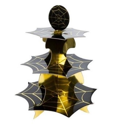 HALLOWEEN DEKO TORTENSTÄNDER SPINNE GRUSEL PARTYGESCHIRR HEXENSTUNDE PARTY 