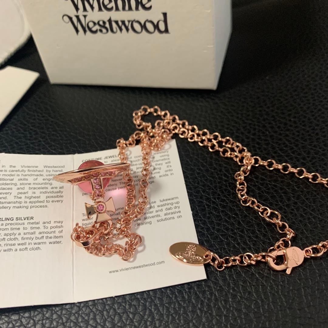 Vivienne Westwood Necklace Tiny Orb Rose Pink Gold 2.3cm IN BOX | eBay