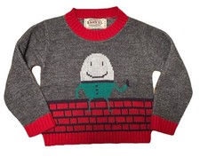 Vintage Humpty Dumpty Made in USA Kids Sweater Novelty Knit Crewneck Fun Barrel