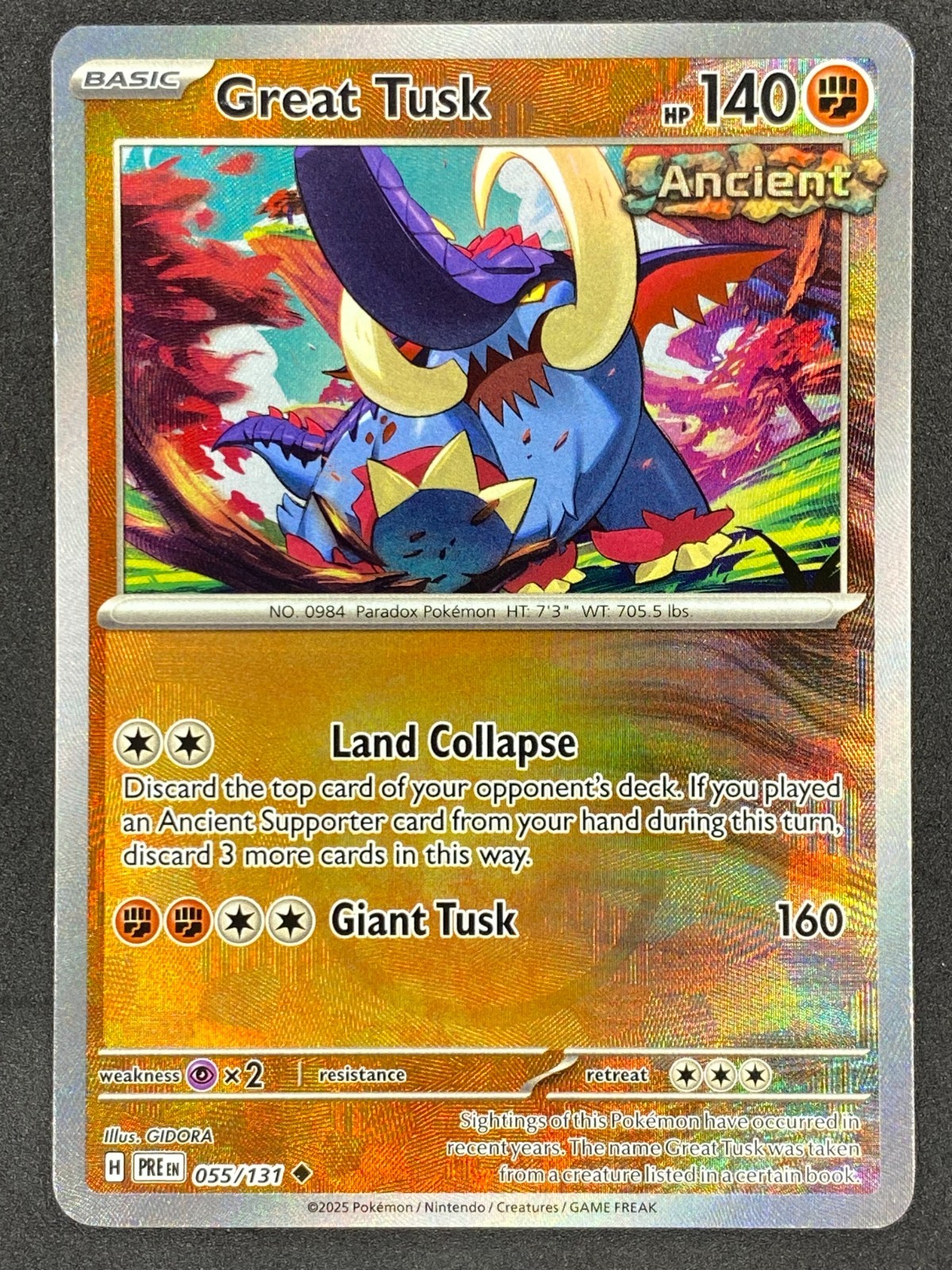 Pokémon Great Tusk Poke Ball Reverse 055/131 PRE Prismatic Evolutions NM