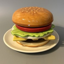 Vintage Ceramic Cheeseburger Coaster Set Jo Anne Marquardt Jam 1979 Pop Art
