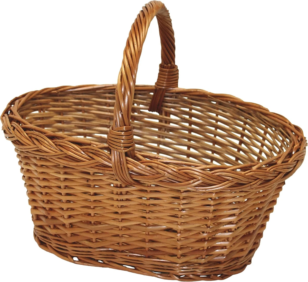 Esschert Design Cesto In Filo Metallico Piccolo Con Manici In Legno: Marrone Antico, 38x26x16 Cm - 2