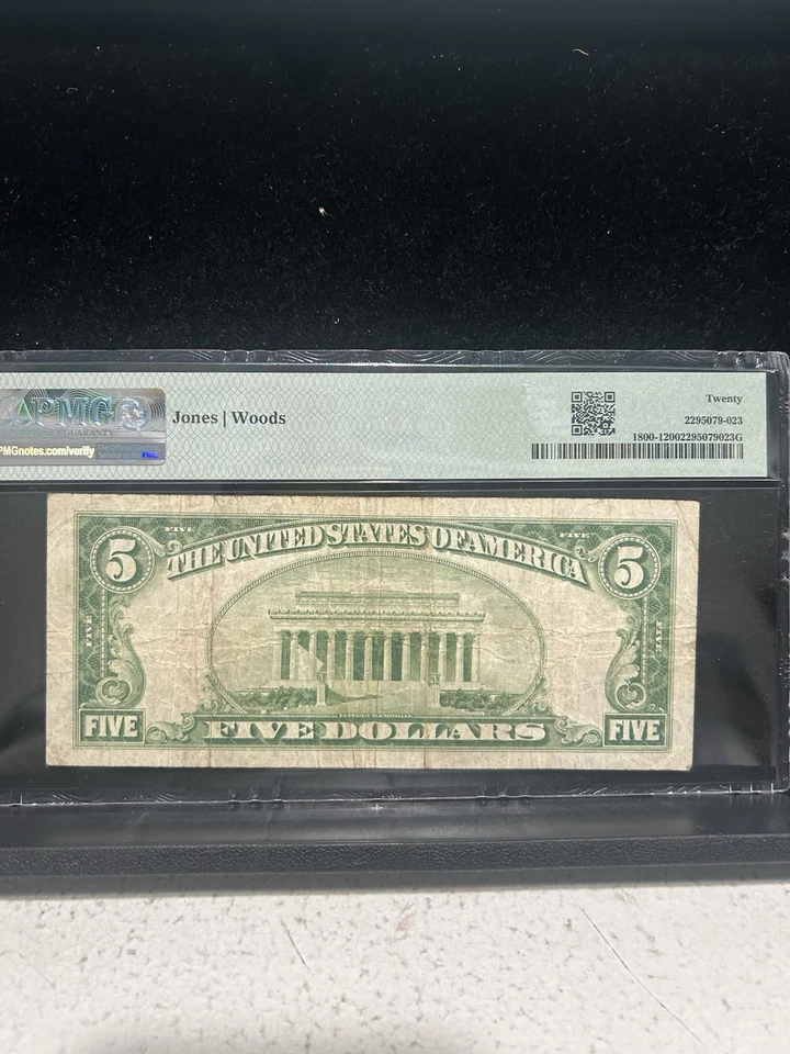 SASA 1929 Hoisington Kansas $5 First National Bank Pmg Vf20 - Image 2 of 2