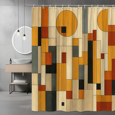 Modern Geometric Shower Curtain in Earthy Tones, Abstract Design