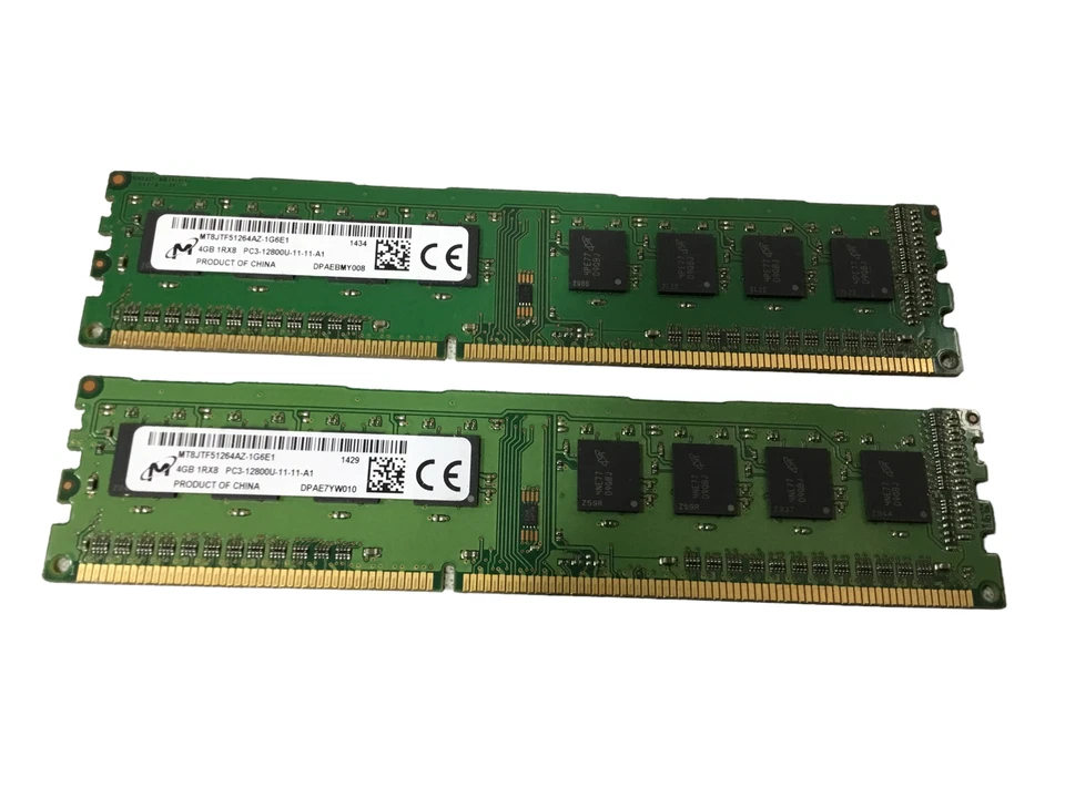 LOT OF 2  Micron MT8JTF51264AZ-1G6E1 (2x4GB) PC3-12800U Desktop Memory RAM - Image 2 of 3