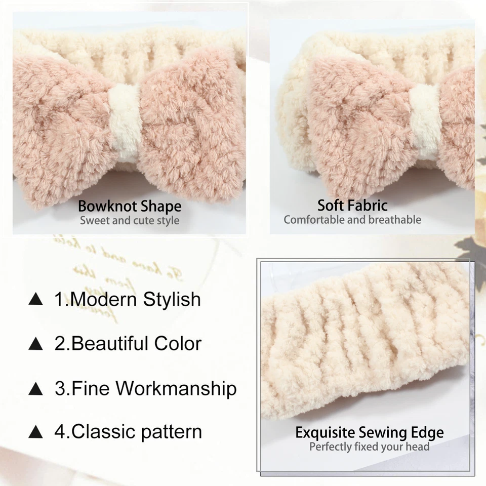 Paquete de 6 diademas cosméticas para el cabello coral para lavado de maquillaje spa baño ducha  Foto 3 de 4