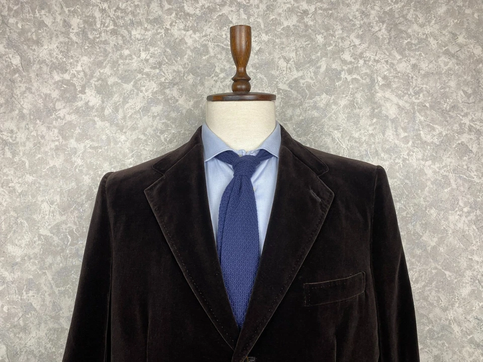 Blazer Brioni Marrón Chocolate Algodón Terciopelo Diseñador Italiano 44, EU 54 Foto 2 de 4
