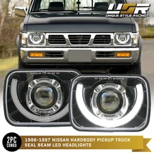 Black Housing LED Projector U Style 7x6 Headlight H6054 / H6052 For Jeep Nissan