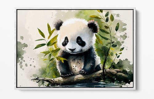 WATERCOLOR STYLE BABY PANDA HOME DECOR FLOAT EFFECT CANVAS WALL ART PRINT - 第 8/12 張圖片