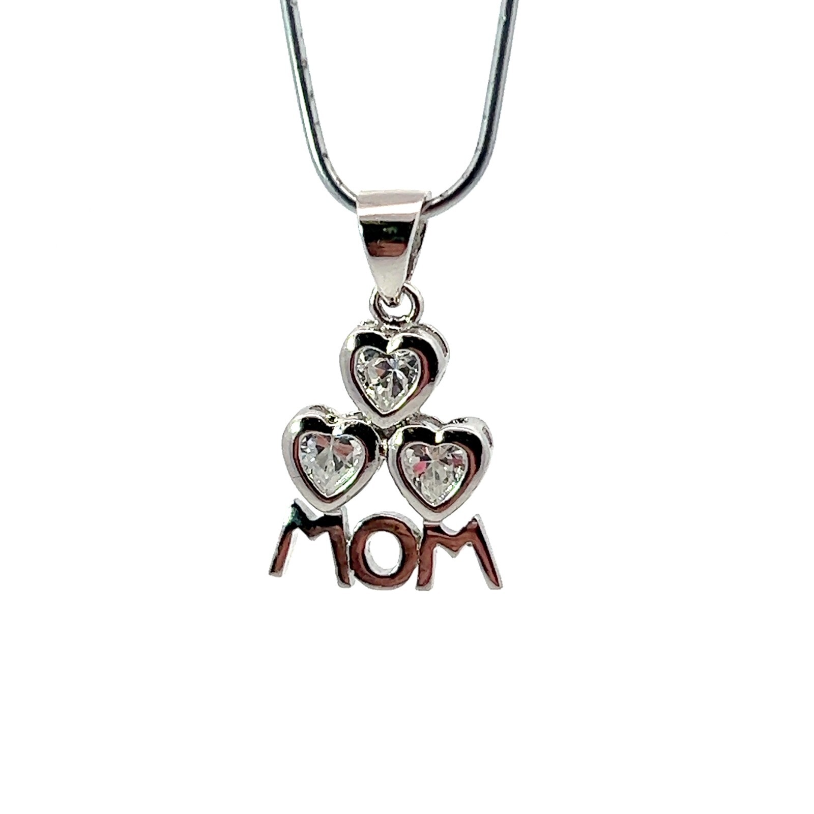 .925 Plata Esterlina Cubic Zirconia Colgante Corazón Mamá