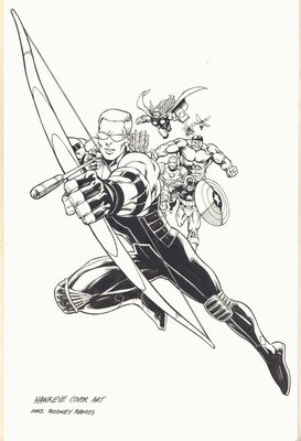 Hawkeye Cover Avengers Captain America Iron Man Hulk Thor Art By Rodney Ramos Ebay