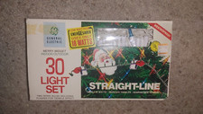 Vintage Mid Century Christmas Lights GE 30 Light Set Straight Line Original Box