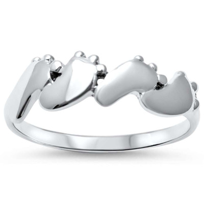 Toes Feet Walking Feet .925 Sterling Silver Ring Engagement Promise ring 
