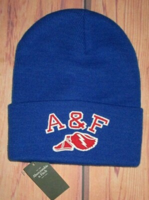 MENS ABERCROMBIE FITCH ROYAL BLUE BEANIE HAT ONE SIZE