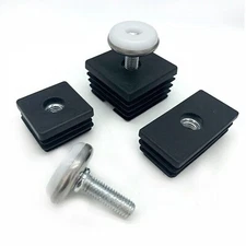 Square Tube Inserts End Caps Adjustable Table Foot Furniture Leveling Feet /Nuts
