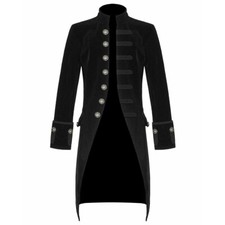 Men  s Velvet Renaissance Black Velvet Handmade Frock Coat Gothic Victorian