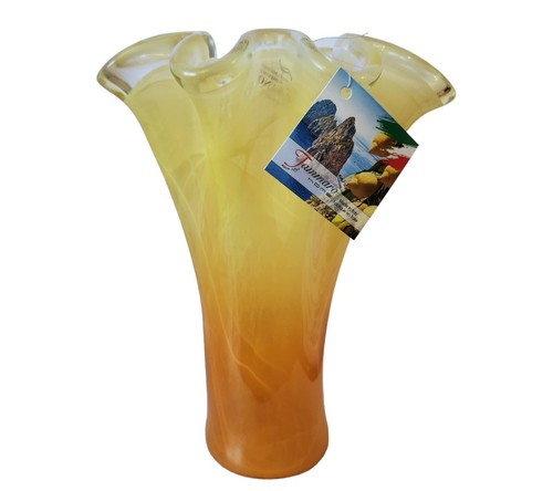 Jarrón de cristal de Murano naranja/amarillo ombre - Imagen 4 de 8