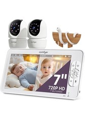 Split-Screen Baby Monitor with 2 Cameras, 7" HD Baby Monitor No WiFi with a...
