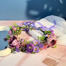 Floral Crown Garland for Women, Flower Crown Hair Wreath Headbands for Weddin...