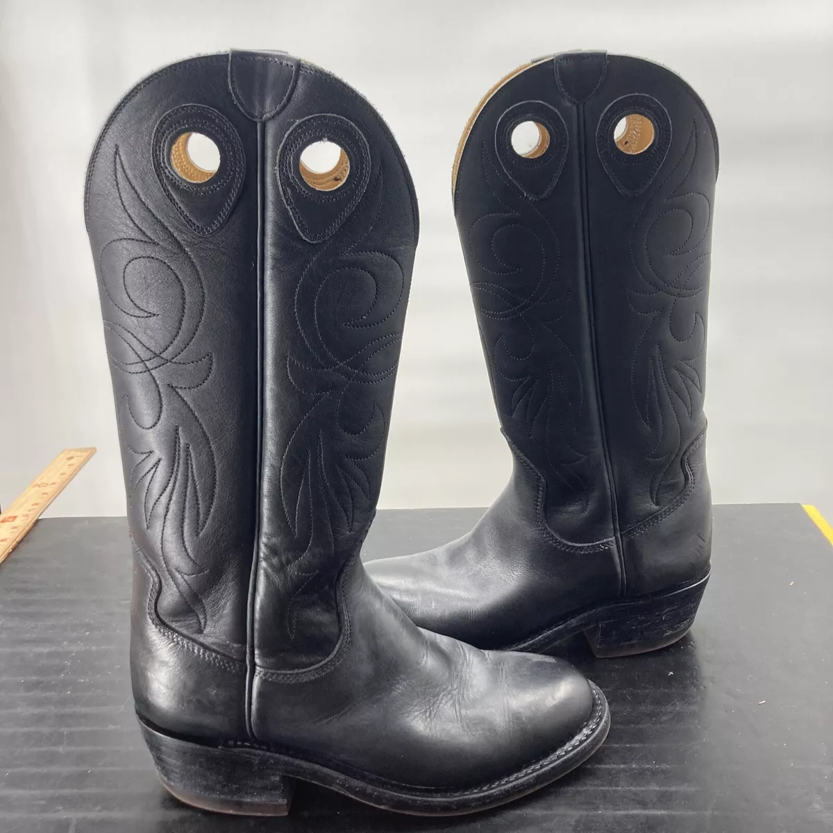 HiBuck Boot Co Handmade Men s 10 Approx Black Cowboy Boots Made In USA
