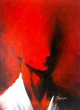 ORIGINAL ACRYLIC SURREAL ART CONCEPTUAL Mystery Man PORTRAIT   MODERN PAINTING