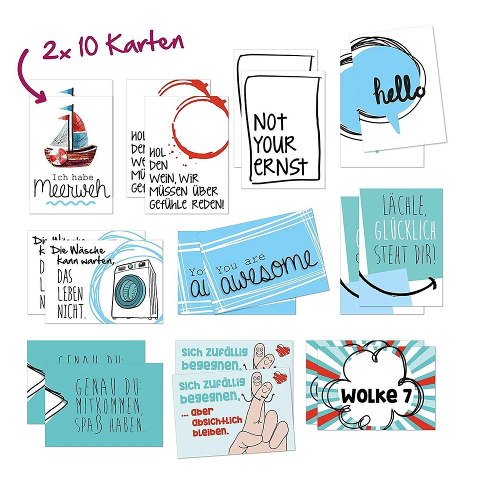 2 x 10 Postkarten mit Sprüchen I DIN A6 I Spruch-Karten Set lustig I dv_222 - Bild 2 von 4