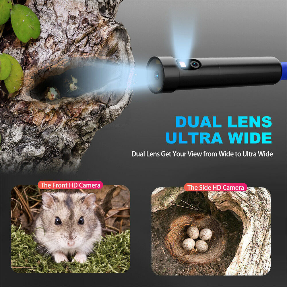 Oiiwak 8mm Dual Len LED Endoskop 15M Wasserdicht Endoscope Inspektion Kamera 