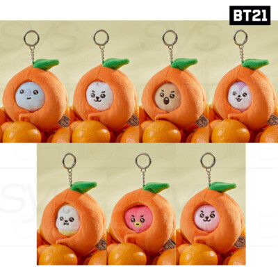 BTS BT21 Official Goods BABY PLUSH KEYRING ORANGE PARTY + Tracking