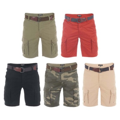 riverso Herren Cargo Shorts RIVJakob Hose Regular Bermuda 100% Baumwolle Gürtel 