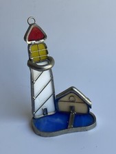 STAINED GLASS LIGHTHOUSE SUNCATCHER 4.5  TALL...