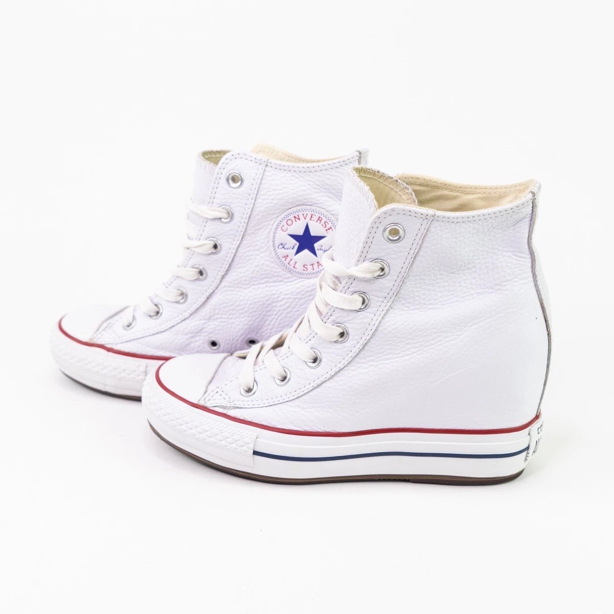 Converse Chuck Taylor All Star Platform Plus Hidden Wedge Hi White Leather 7.5