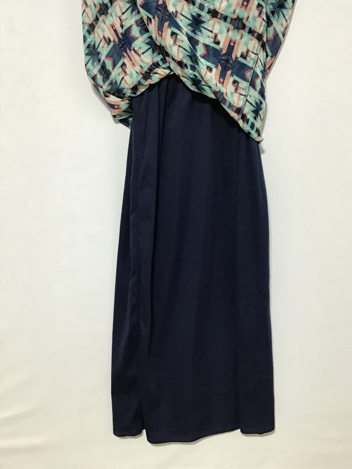 Maxi Dress One Clothing Size Small Blue Multicolor Geometric High Waist Beachy