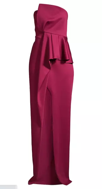 NWT Black Halo Eve Jonas Asymmetrical Draped Gown Color SnakeBite