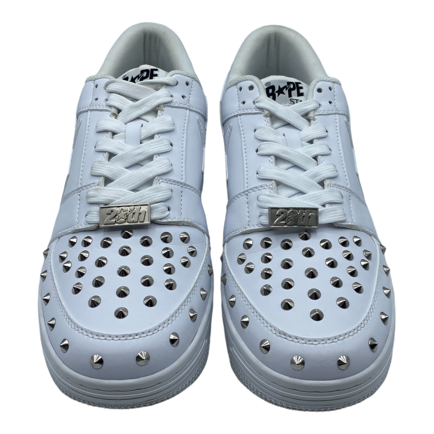BAPE Bapesta Low 20th Anniversary White Silver Studded Pre-Owned | eBay