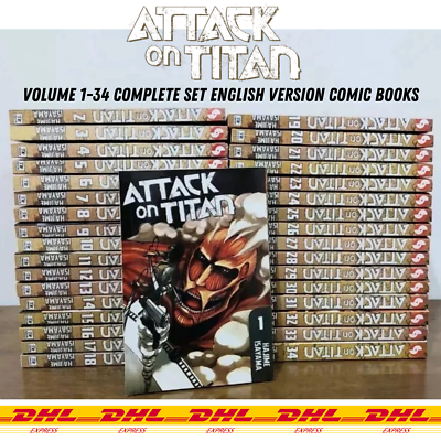 進撃の巨人英語版全巻 FullAttack on Titan English ATTACK ON TITAN Manga Volume 1-34 Full Set by Hajime Isayama