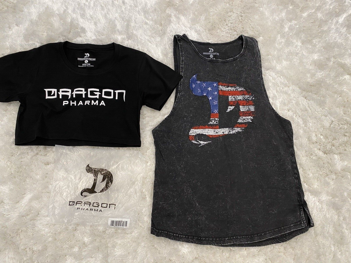 DRAGON PHARMA Blackout Zip-Up Hoodie SZ S, Cropped Tank sz S