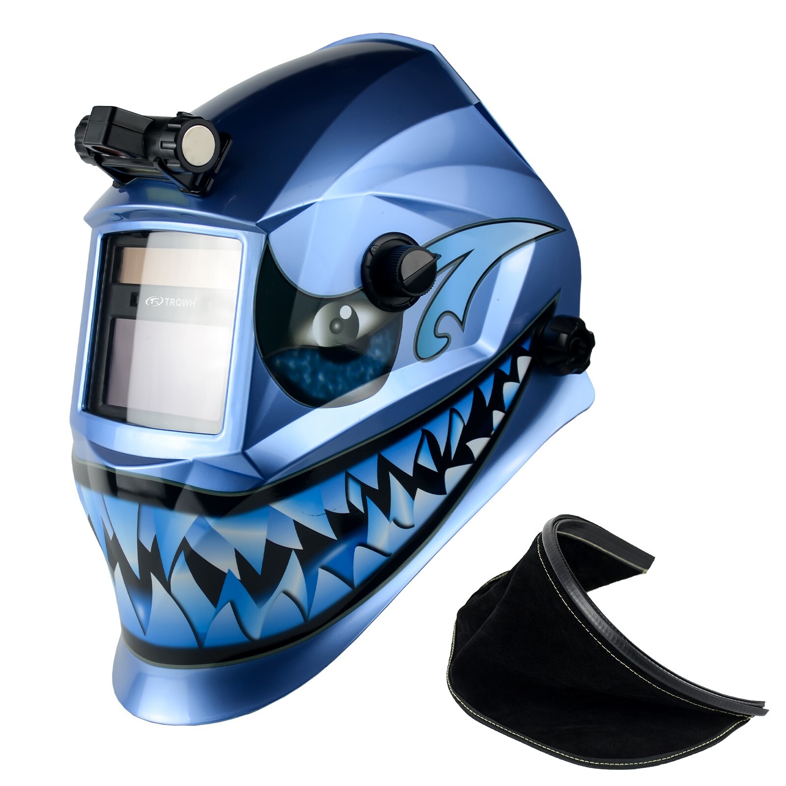 TRQWH Auto-Darkening Welding Helmet with Shark Decal & Leath