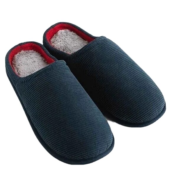 SAOLA Pantofole da uomo suola rigida blu navy muli slip on pile Avon taglia 7 11 pelliccia sintetica