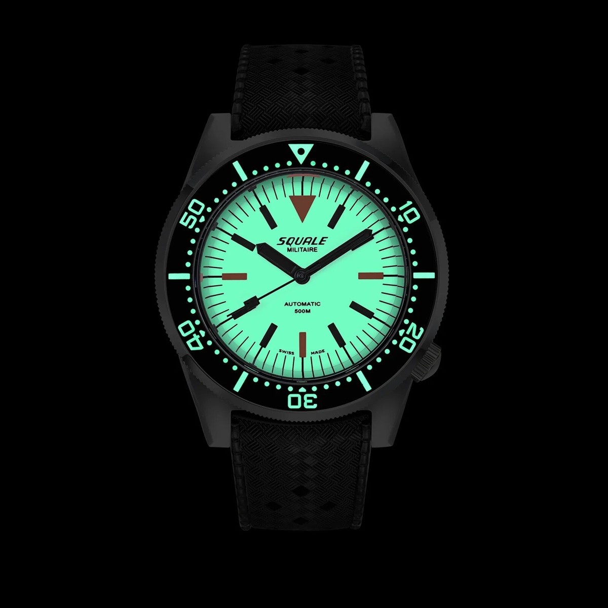Squale 1521　500Mダイバーウォッチ　8振動ETAムーブメント　美品 SQUALE 1521 Full Luminous Militaire 1521FUMIWT.HT 500M SWISS MADE
