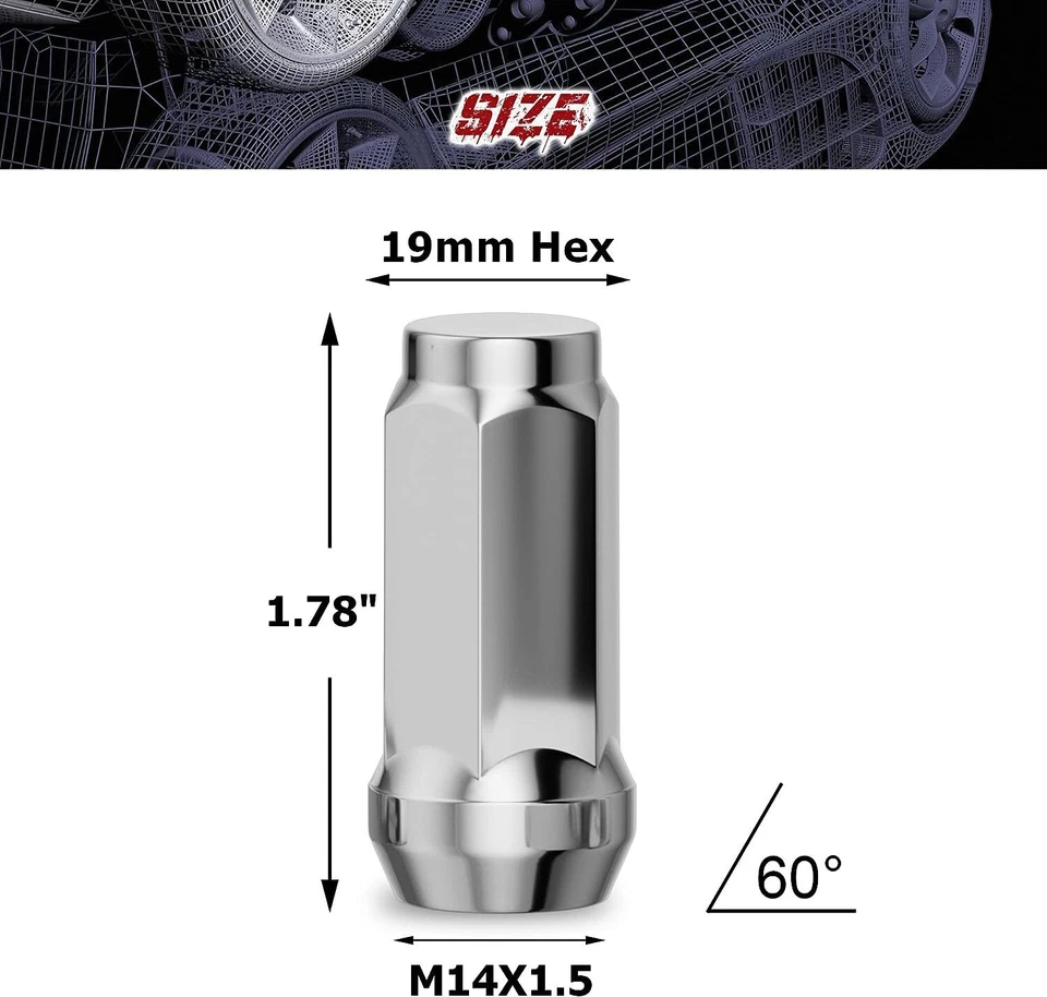 40pcs 9/16-18 Chrome Bulge Acorn Lug Nuts 1.75" Tall For Chevy C20 C30 K20 K30 - Image 2 of 4