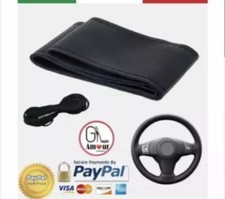 DIY Coprivolante PU Pelle COPRI STERZO AUTO Con Ago E Filo Da Cucito Nero New