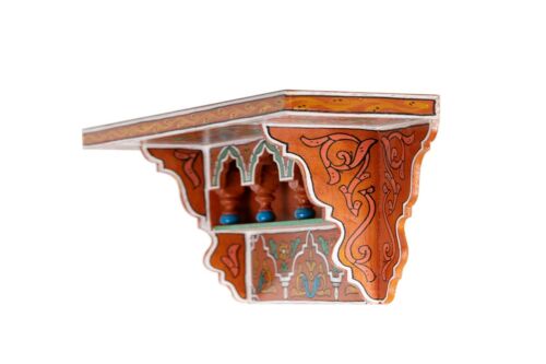 Painted Moroccan shelf, Wall Shelves Floating Shelves Orange, Rustic Floating - Picture 1 of 8