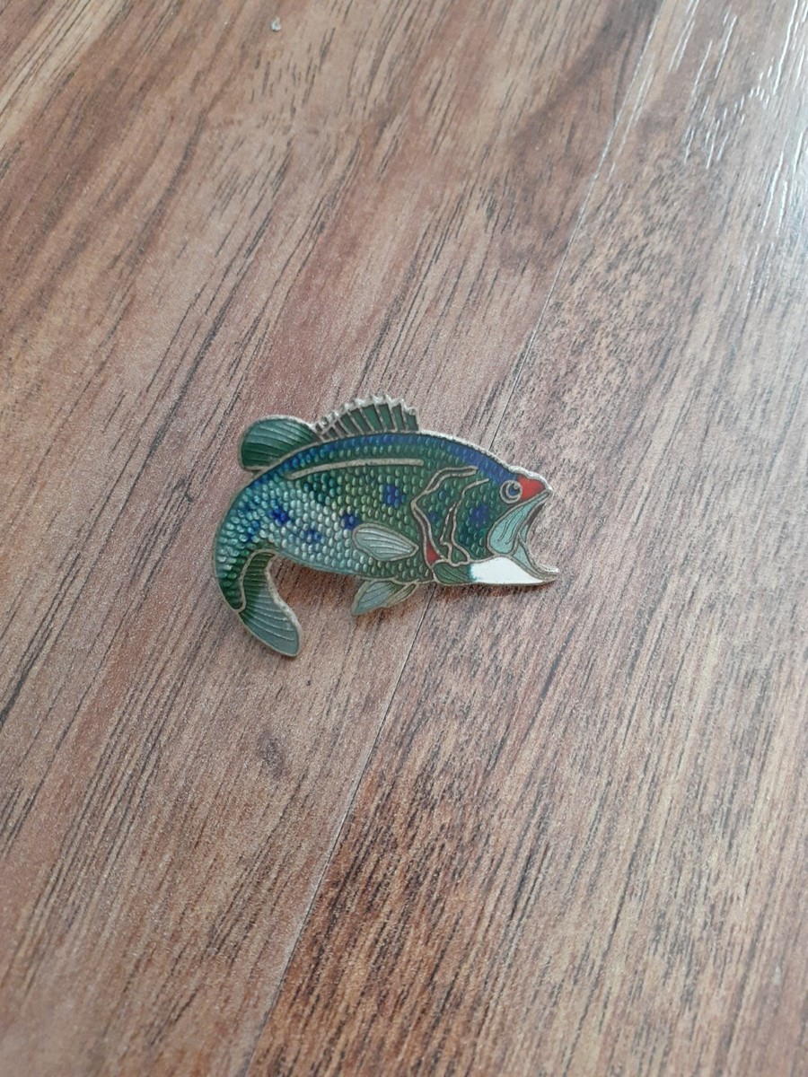 Épingle De Revers Vintage - Broche Poisson (Bass) Dorée Et émaillée - Occasion
