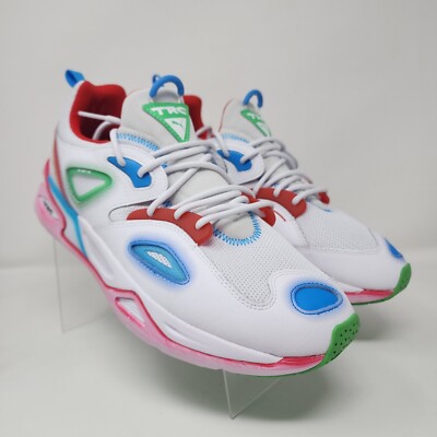Puma Running Shoes Mens 11 White TRC Blaze Neon Sneakers Logo Gym Active Lace Up